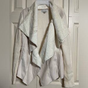 Women’s Knox Rose Cream Long Sleeve Cardigan Sherpa Chunky Knit Sweater Size LG